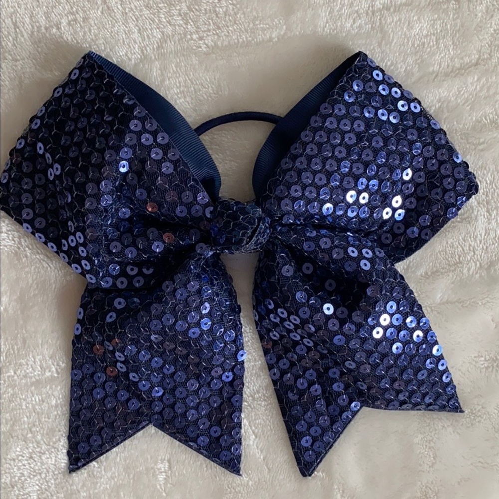 Navy Blue Sequin Bow